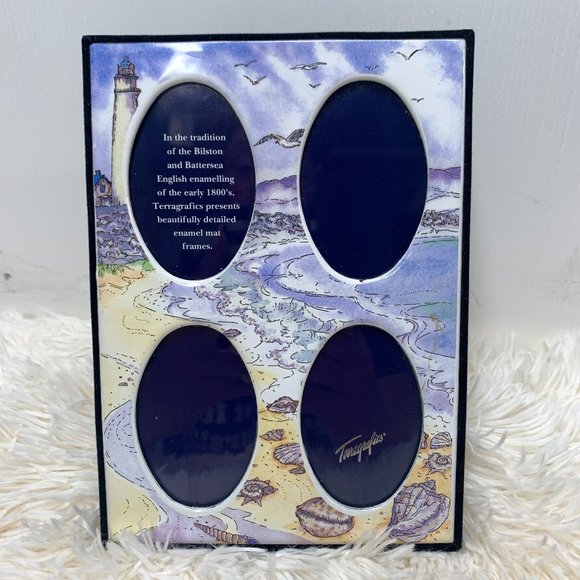 Terragrafics 4 Picture Mat Enamel Frame Coastal Lighthouse Shore Beach - Picture 1 of 5
